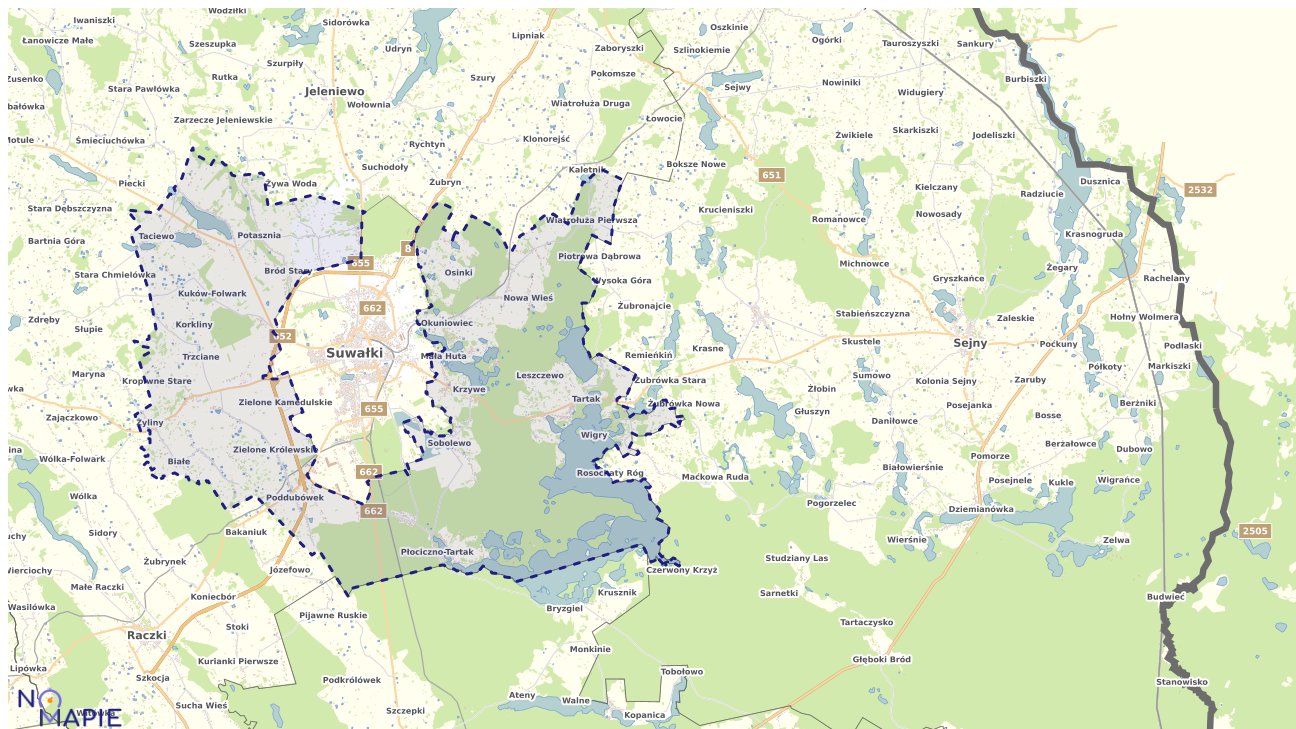 Mapa obszarów ochrony przyrody Suwałk