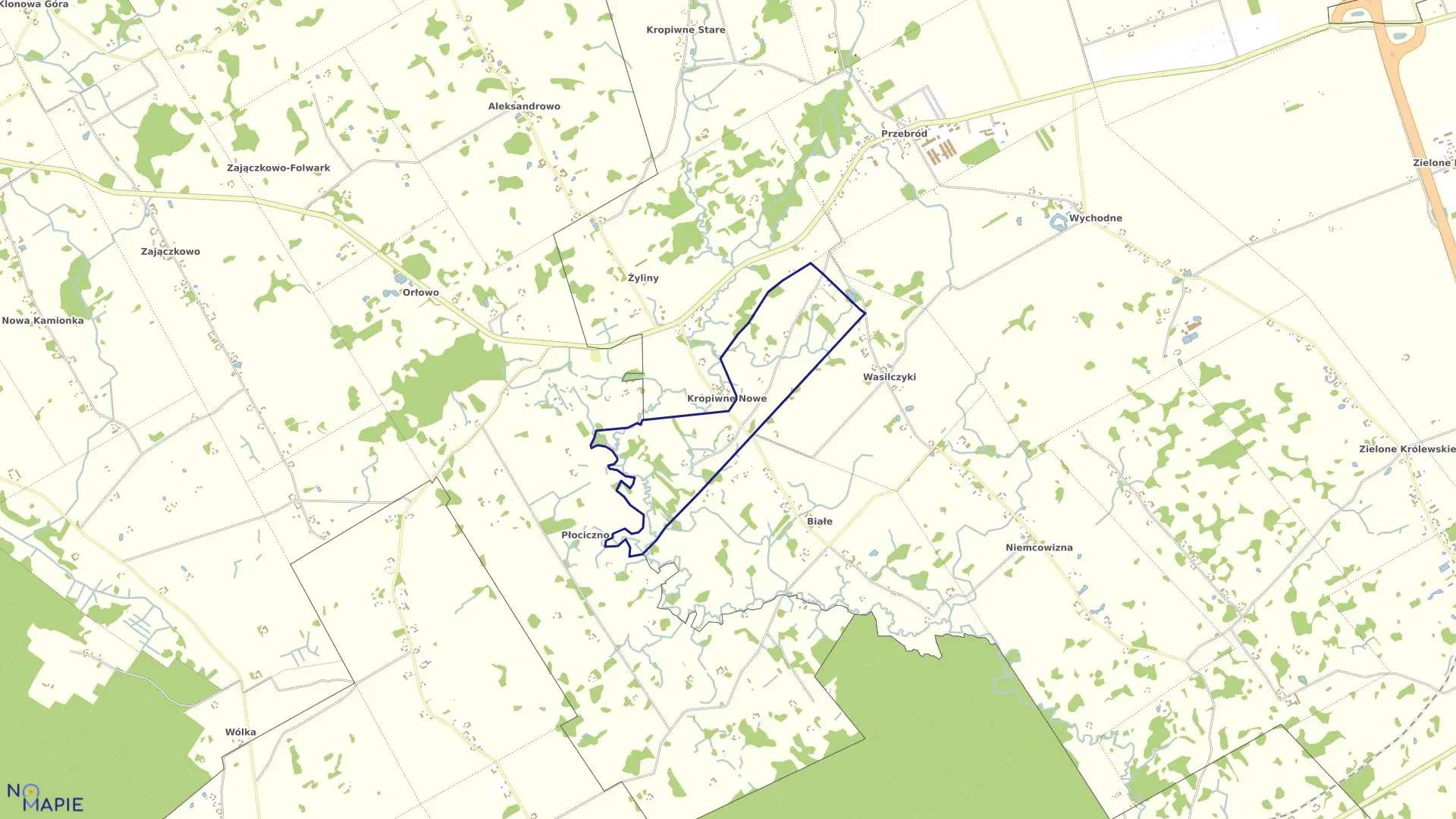 Mapa obrębu KROPIWNE NOWE w gminie Suwałki