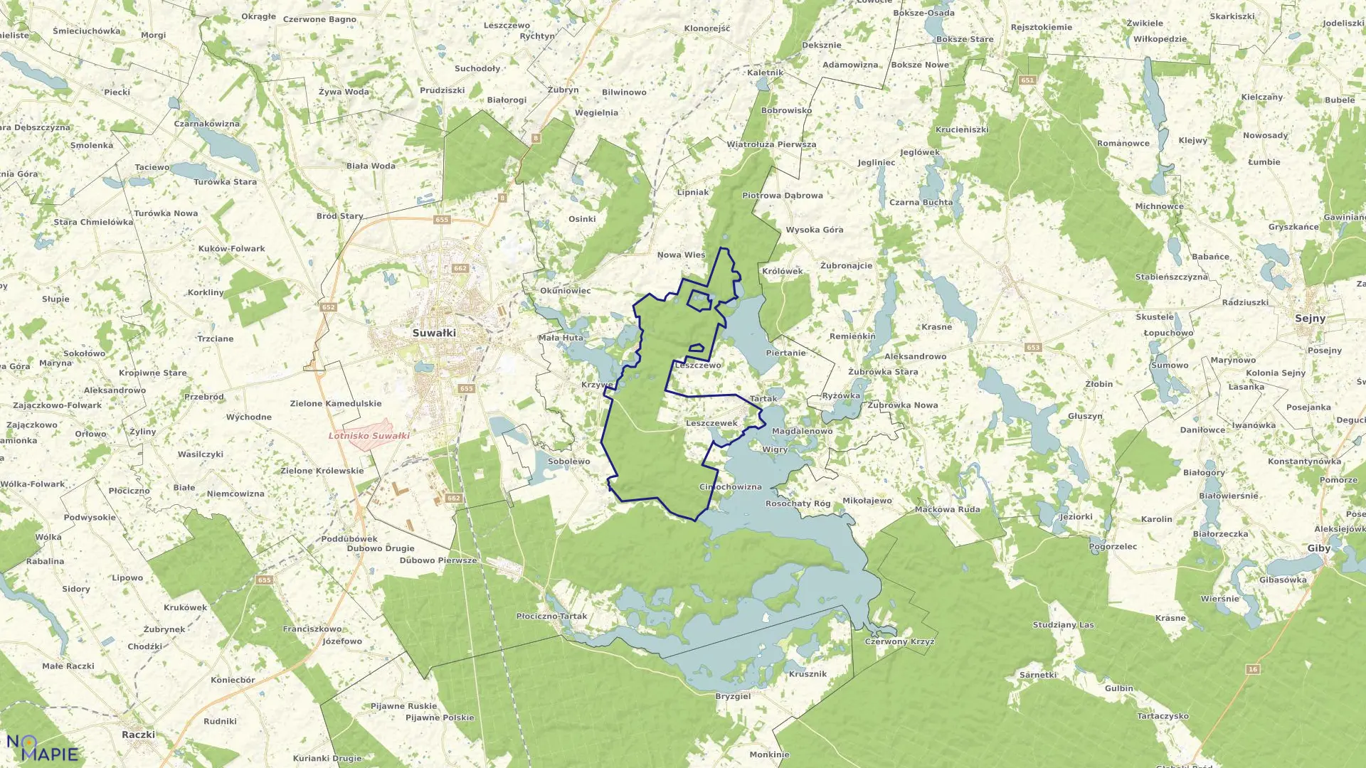 Mapa obrębu LESZCZEWEK w gminie Suwałki