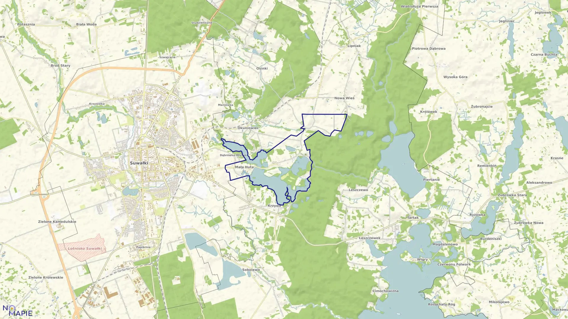 Mapa obrębu MAŁA HUTA w gminie Suwałki