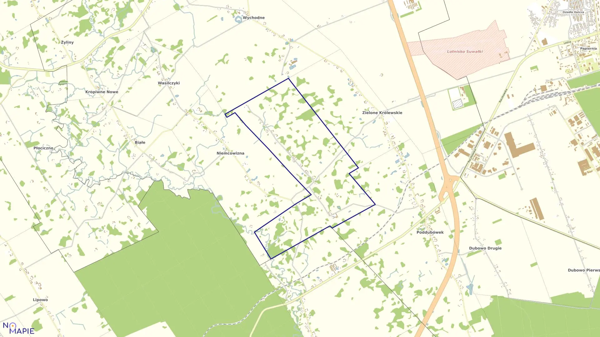 Mapa obrębu ZIELONE DRUGIE w gminie Suwałki