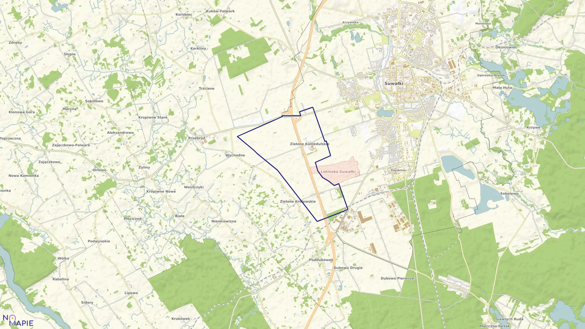 Mapa obrębu ZIELONE KAMEDULSKIE w gminie Suwałki